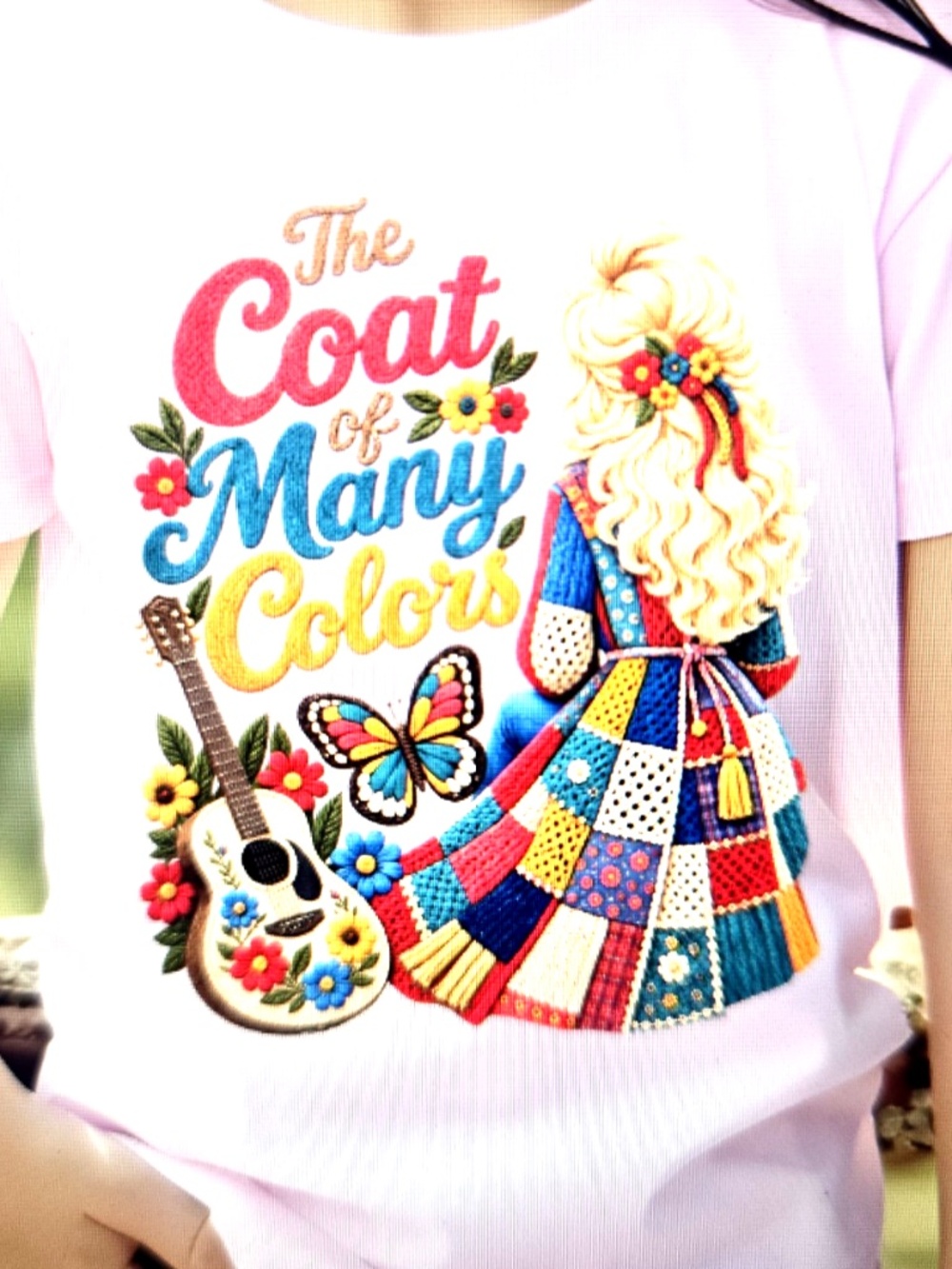 Dolly Parton Shirt Size Large Youth Children Coat of many colors